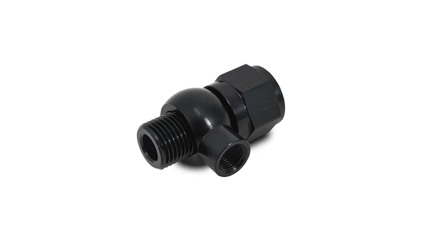 Vibrant Performance Fitting - Adapter Banjo - 16 mm x 1.5 to 1/8 in NPT Banjo - Crush Washer - Aluminum - Black