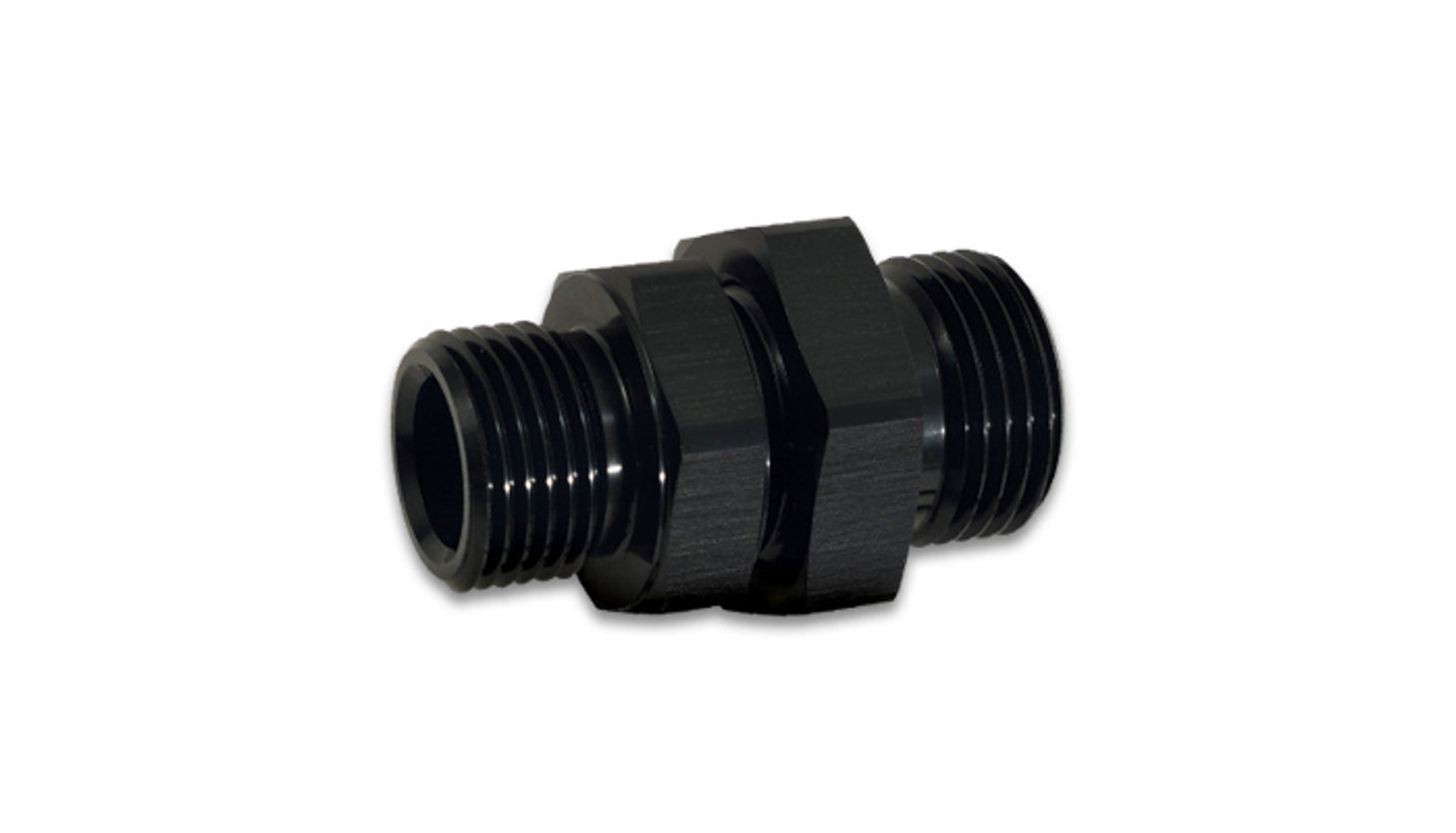 Vibrant Performance Fitting - Bulkhead - Straight - 12 AN Male O-Ring to 12 AN Male O-Ring - Aluminum - Black Anodized