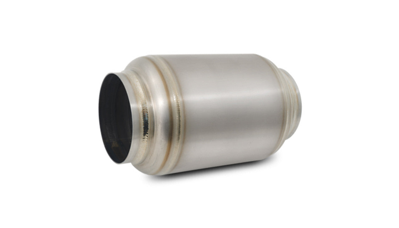 Vibrant Performance Muffler - Race - 3 in Center Inlet - 3 in Center Outlet - 4.25 in Diameter Round Body - 7 in Long
