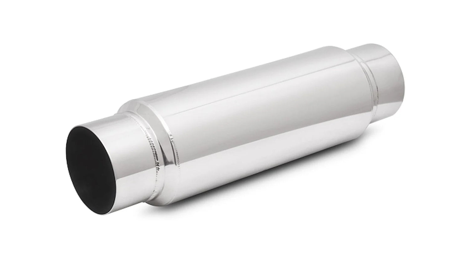 Vibrant Performance Resonator - Bottle Style - 3 in Inlet - 3 in Outlet - 5 in Diameter Body - 18 in Long - Stainless