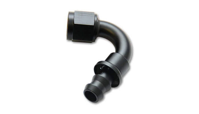 Vibrant Performance Fitting - Hose End - 120 Degree - 6 AN Hose Barb to 6 AN Female - Aluminum - Black Anodized - Each