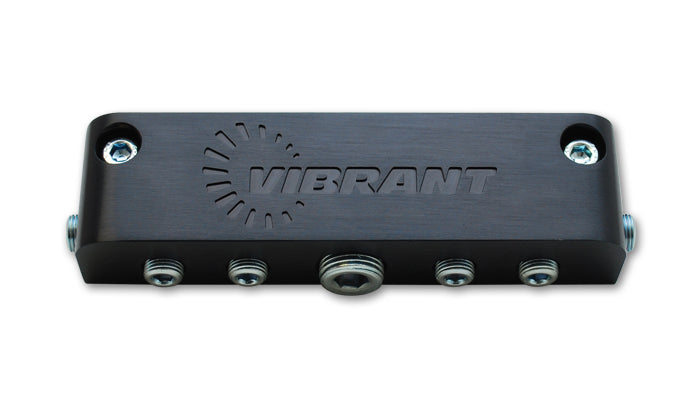 Vibrant Performance Fitting - Manifold - 3/8 in NPT Female Inlet - Six 1/8 in NPT Female Outlets - Aluminum - Black