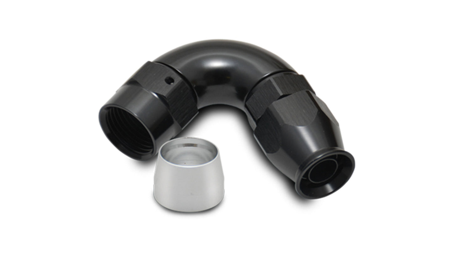 Vibrant Performance Fitting - Hose End - 120 Degree - 12 AN PTFE Hose to 12 AN Female - Aluminum - Black Anodized - Each