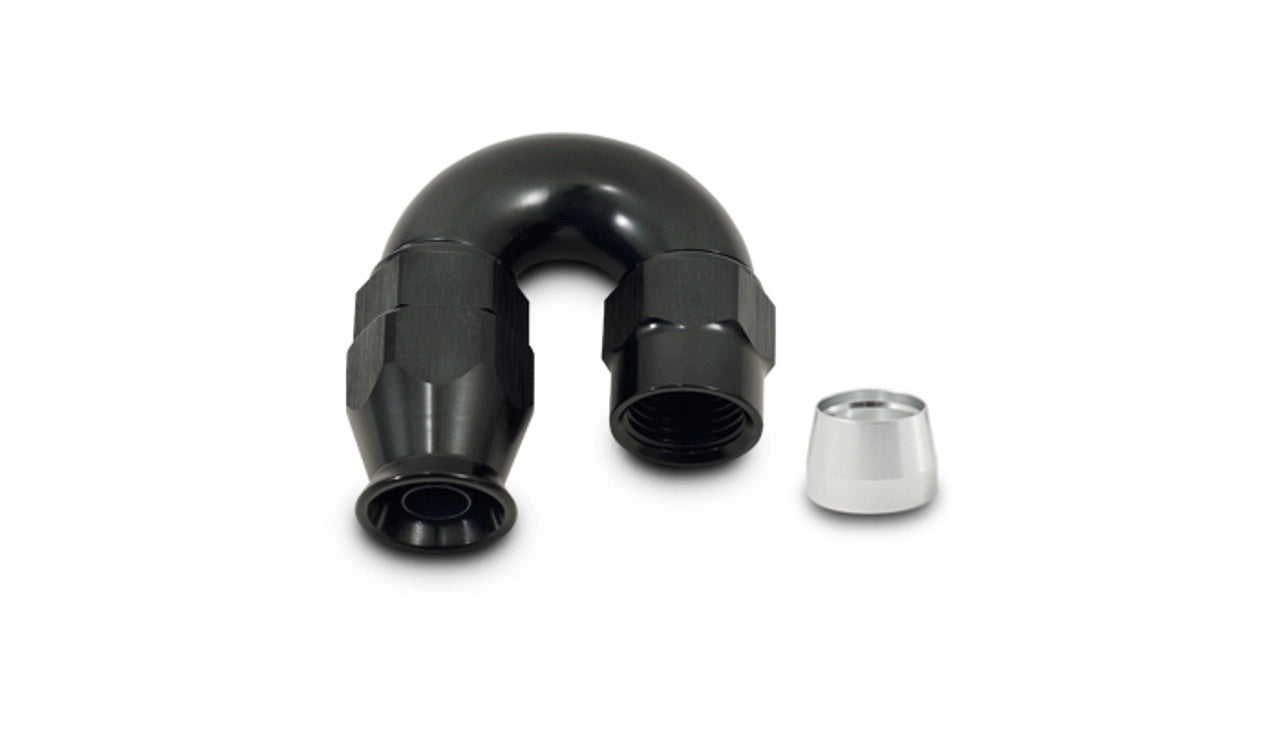 Vibrant Performance Fitting - Hose End - 180 Degree - 16 AN PTFE Hose to 16 AN Female - Aluminum - Black Anodized - Each