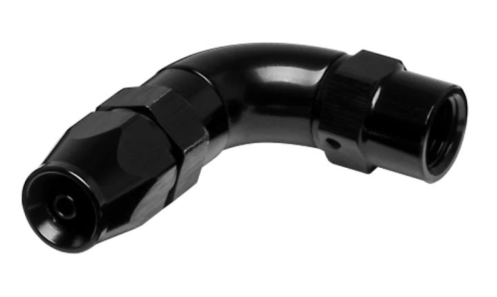 Vibrant Performance Fitting - Hose End - 90 Degree - 3 AN PTFE Hose to 3 AN Female - Aluminum - Black Anodized - Each
