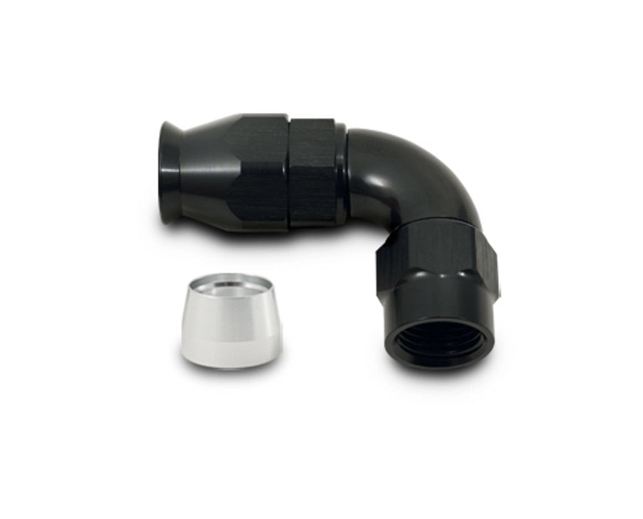 Vibrant Performance Fitting - Hose End - 90 Degree - 16 AN PTFE Hose to 16 AN Female - Aluminum - Black Anodized - Each