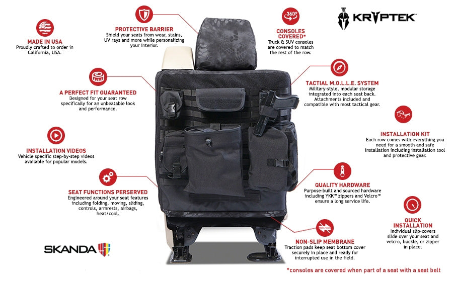 Custom Tactical Seat Cover Ballistic Camo Kryptek