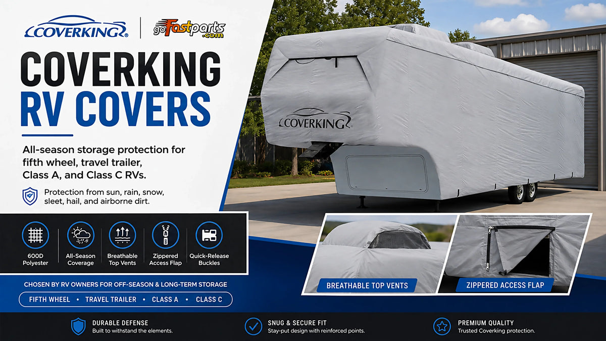 Coverking RV covers for fifth wheels, travel trailers, Class A and Class C motorhomes