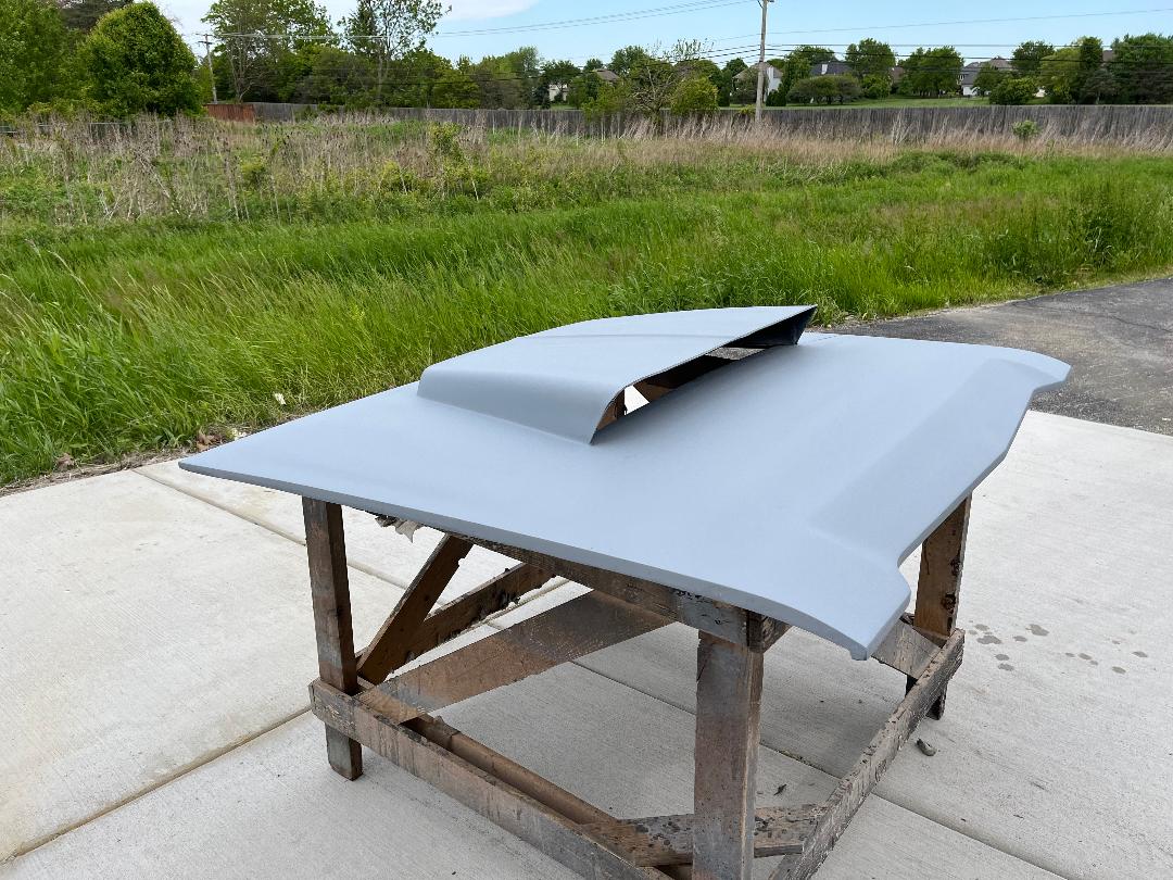 1967-1969 Dart Hemi Super Stock Bolt-On Fiberglass Hood (Hood With Hemi Scoop Installed) - Glasstek H7060 - view 2