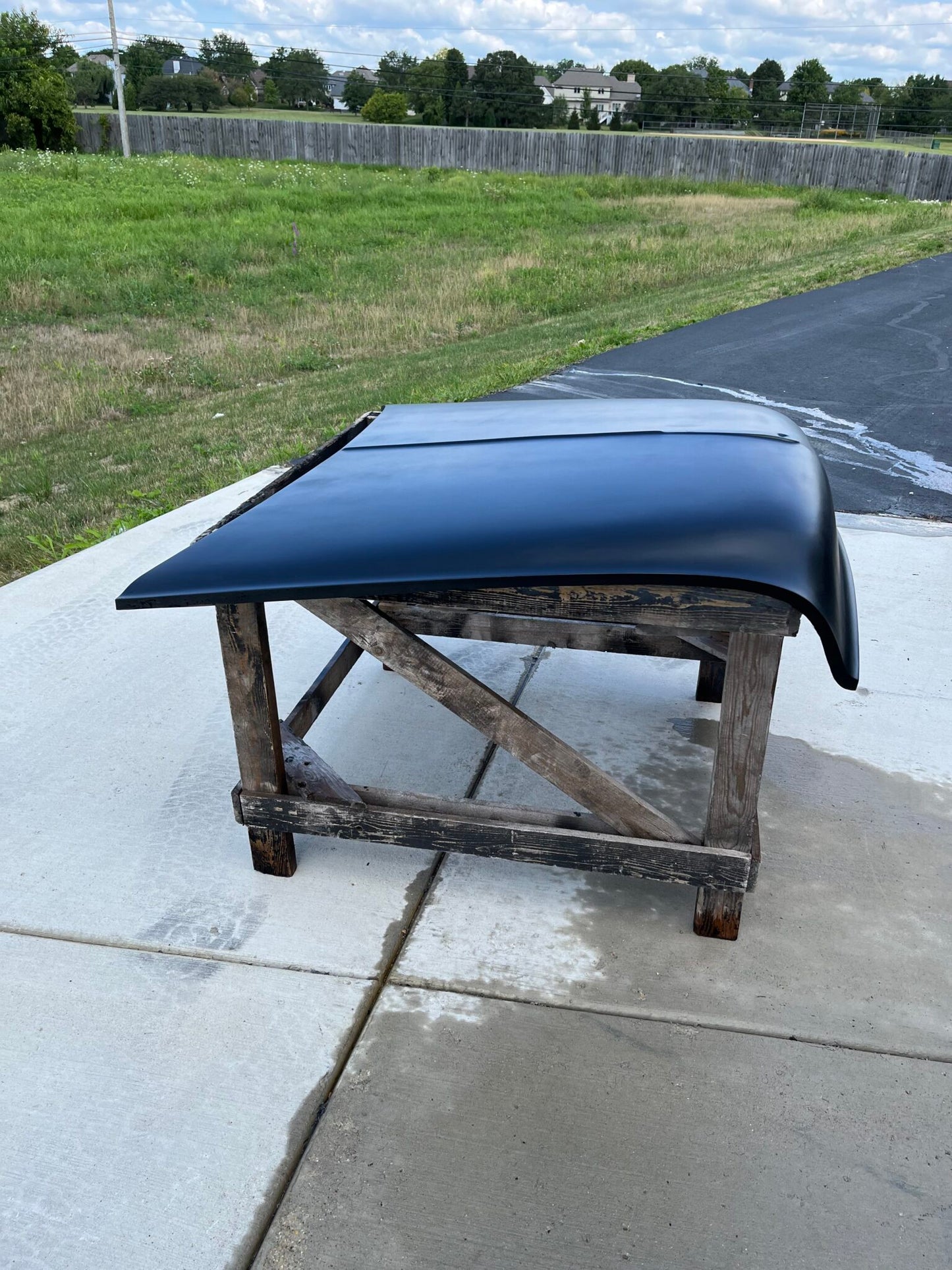1955 Chevy Stock Flat Pin-On Fiberglass Hood - Glasstek H1073 product image