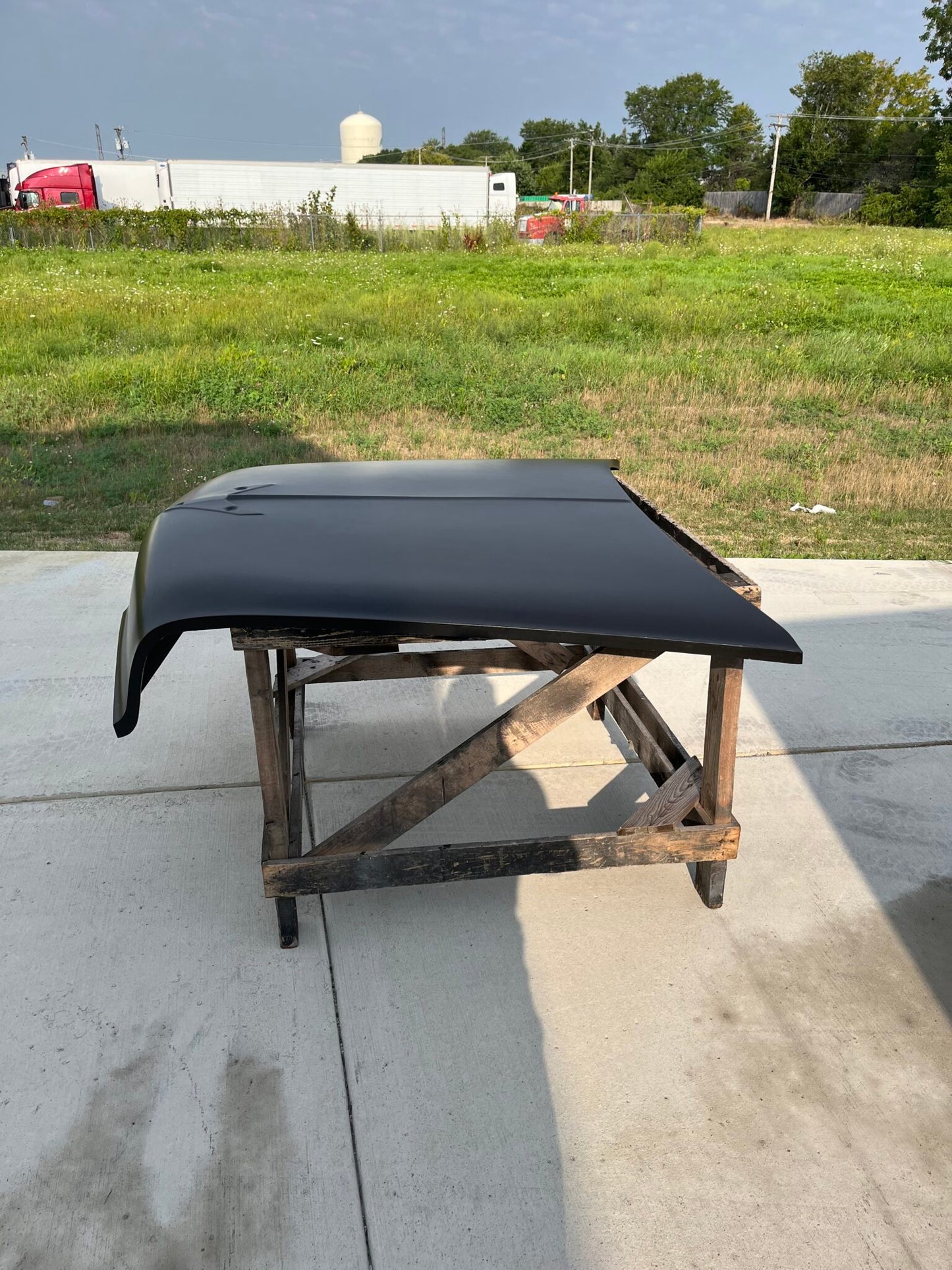 1956 Chevy Stock Flat Bolt-On Fiberglass Hood - Glasstek H1245 - view 3