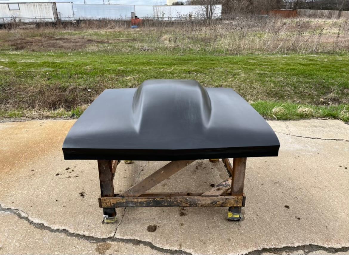 1966 Chevelle 5" Tall Sunoco / Bubble Style Bolt-On Fiberglass Hood - Glasstek H1353 - view 2