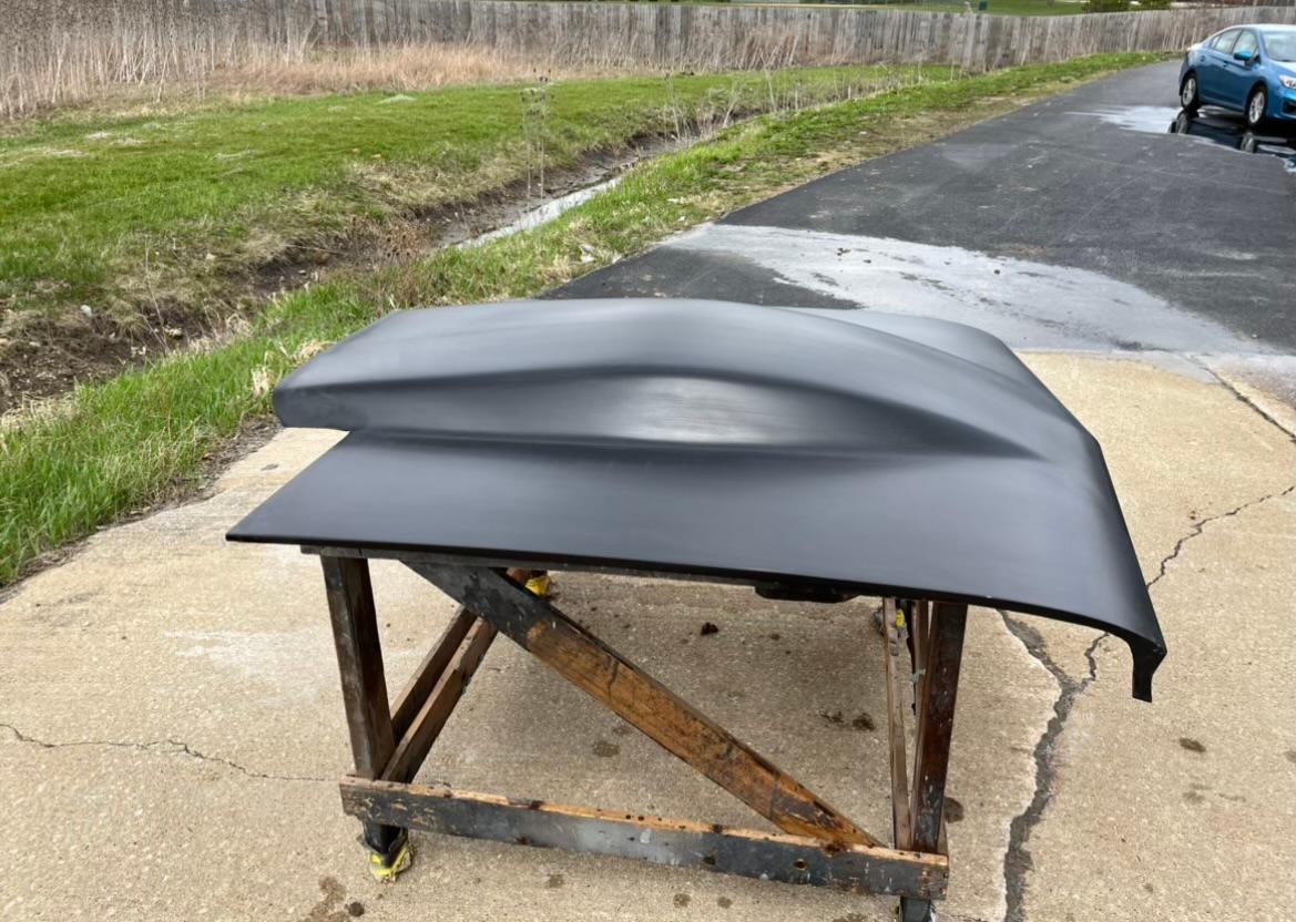 1966 Chevelle 5" Tall Sunoco / Bubble Style Bolt-On Fiberglass Hood - Glasstek H1353 - view 3