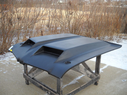 1971-1972 442 Bolt-On Fiberglass Hood With 2" Taller Scoops - Glasstek H6031 product image