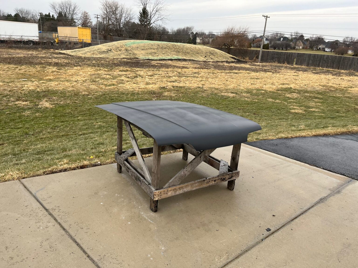 1987-1993 Mustang Stock Flat Pin-On Fiberglass Hood Extended W/Cowl Panel (For Profe) - Glasstek H9066 product image