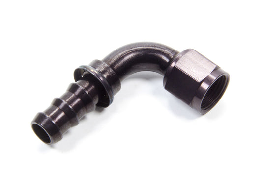 Aeroquip Fitting - Hose End - AQP Socketless - 90 Degree - 10 AN Hose Barb to 10 AN Female - Aluminum - Black Anodized