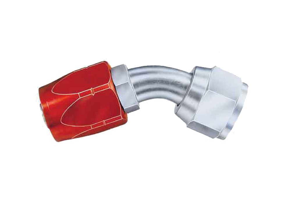 Aeroquip Fitting - Hose End - AQP/Startlite - 45 Degree - 4 AN Hose to 4 AN Female - Aluminum / Steel - Red Anodized /