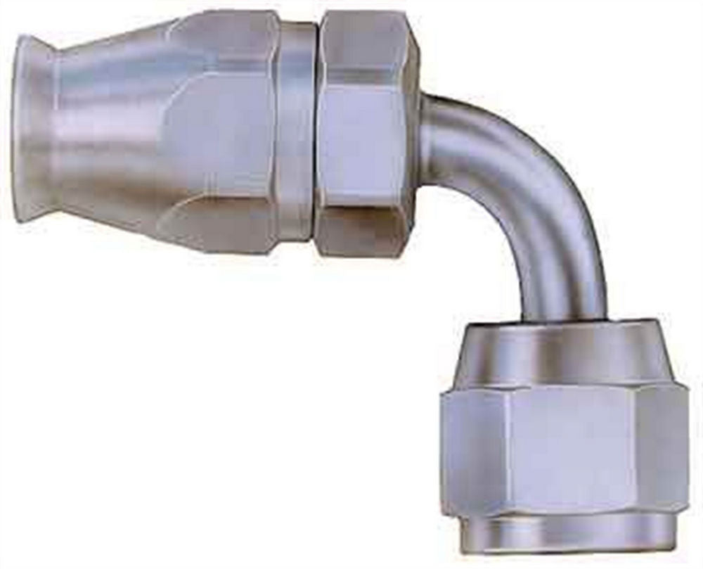 Aeroquip Fitting - Hose End - PTFE Racing Hose - 90 Degree - 6 AN Hose to 6 AN Female - Steel - Natural - Each