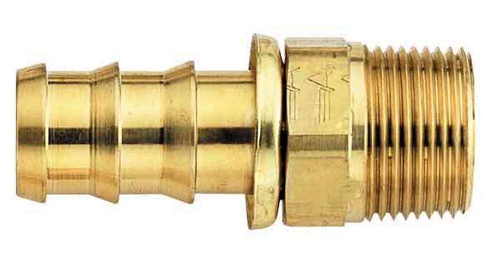 Aeroquip Fitting - Hose End - AQP Socketless - Straight - 6 AN Hose Barb to 1/4 in NPT Male - Brass - Each