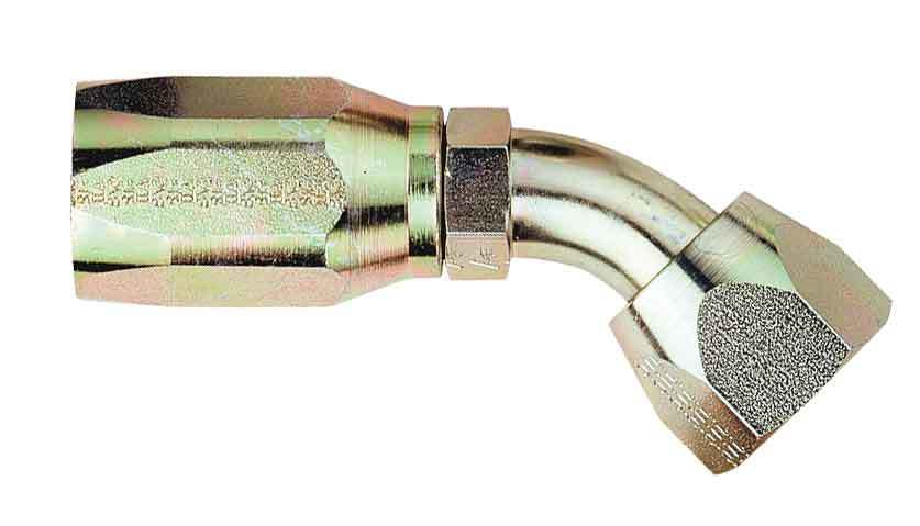 Aeroquip Fitting - Hose End - AQP High Pressure - 45 Degree - 6 AN Hose to 9/16-18 in Female - Steel - Zinc Plated -