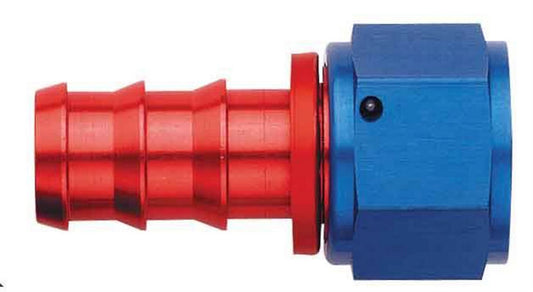 Aeroquip Fitting - Hose End - AQP Socketless - Straight - 8 AN Hose Barb to 8 AN Female - Aluminum - Blue / Red