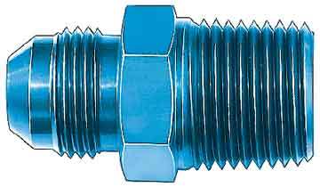 Aeroquip Fitting - Adapter - Straight - 8 AN Male to 3/8 in NPT Male - Aluminum - Blue Anodized - Each
