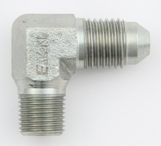 Aeroquip Fitting - Adapter - 90 Degree - 3 AN Male to 1/8 in NPT Male - Steel - Zinc Oxide - Each