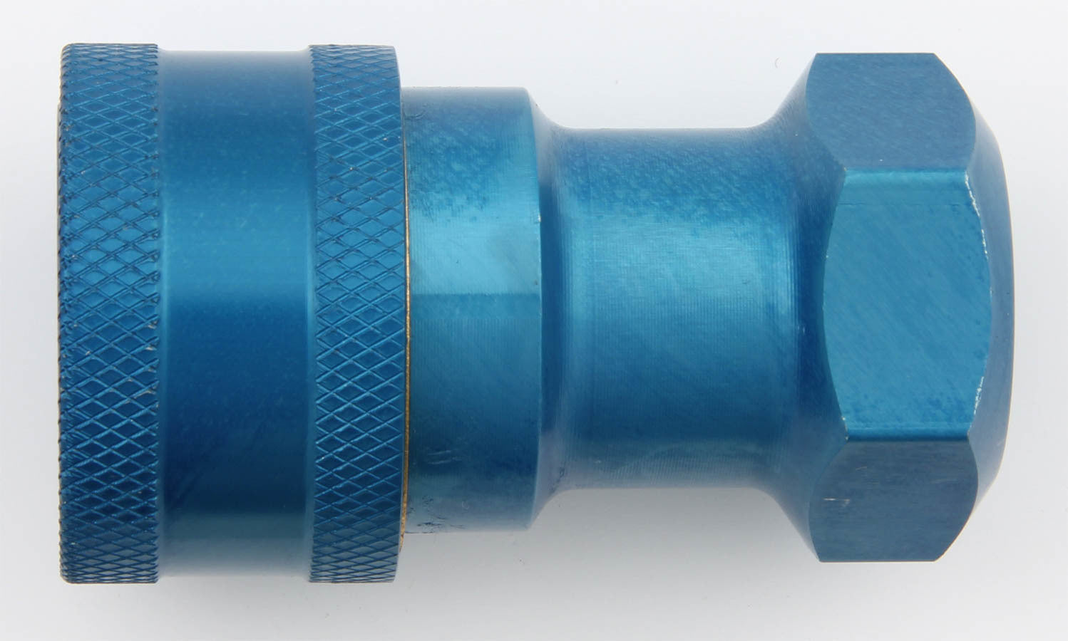 Aeroquip Fitting - Quick Disconnect - Radiator Refill Coupling - Female Half to 1/2 in NPT - Aluminum - Blue Anodized