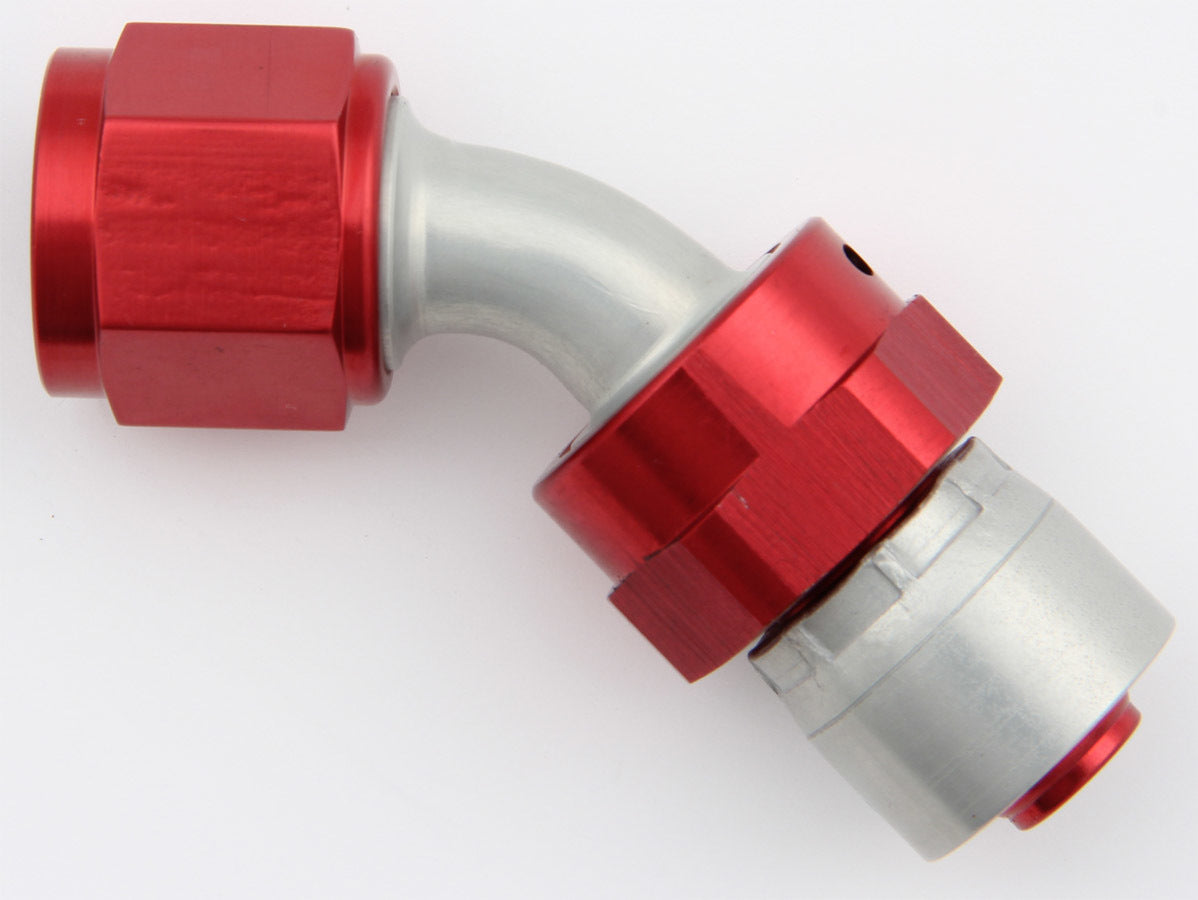 Aeroquip Fitting - Hose End - AQP/Startlite - 45 Degree - 12 AN Hose Crimp to 12 AN Female Swivel - Aluminum - Red /