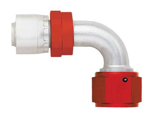 Aeroquip Fitting - Hose End - AQP/Startlite - 90 Degree - 6 AN Hose Crimp to 6 AN Female Swivel - Aluminum - Red /