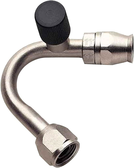 Aeroquip Fitting - Hose End - AC Refrigerant - 135 Degree - 8 AN Hose to 8 AN Female O-Ring - Charge Port - Steel -