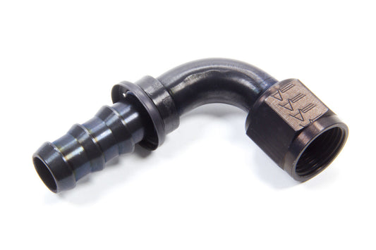 Aeroquip Fitting - Hose End - AQP Socketless - 90 Degree - 10 AN Hose Barb to 10 AN Female - Aluminum - Black Anodized