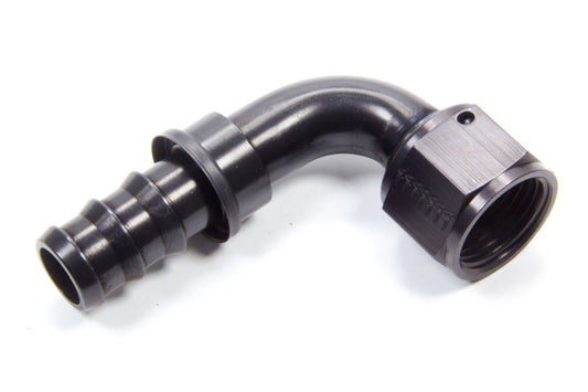 Aeroquip Fitting - Hose End - AQP Socketless - 90 Degree - 12 AN Hose Barb to 12 AN Female - Aluminum - Black Anodized