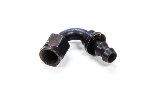 Aeroquip Fitting - Hose End - AQP Socketless - 120 Degree - 6 AN Hose Barb to 6 AN Female - Aluminum - Black Anodized