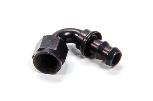 Aeroquip Fitting - Hose End - AQP Socketless - 120 Degree - 8 AN Hose Barb to 8 AN Female - Aluminum - Black Anodized