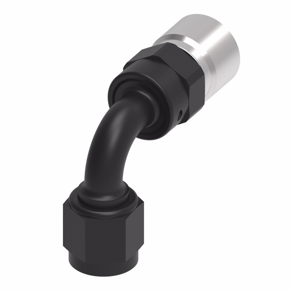 Aeroquip Fitting - Hose End - StreetLite - 90 Degree - 6 AN Hose Crimp to 6 AN Female - Swivel - Aluminum - Black