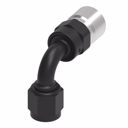 Aeroquip Fitting - Hose End - StreetLite - 90 Degree - 6 AN Hose Crimp to 6 AN Female - Swivel - Aluminum - Black