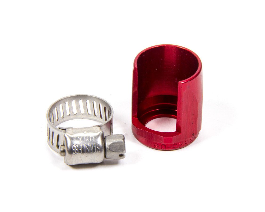 Aeroquip Hose Clamp - Worm Gear - Pro Clamp - 6 AN Hose - Hex - Aluminum - Red Anodized - Each