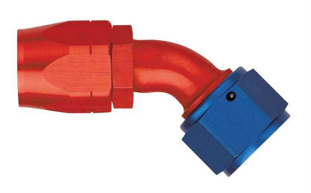 Aeroquip Fitting - Hose End - AQP/Startlite - 45 Degree - 16 AN Hose to 16 AN Female - Aluminum - Blue / Red Anodized