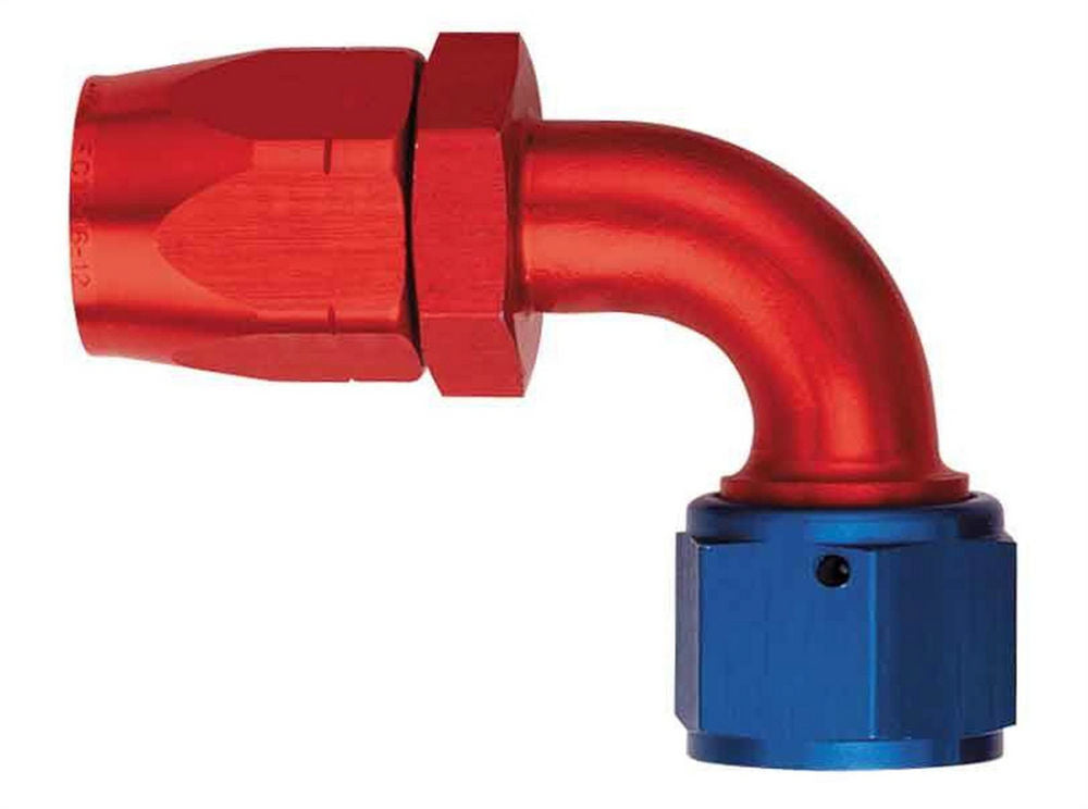 Aeroquip Fitting - Hose End - AQP/Startlite - 90 Degree - 20 AN Hose to 20 AN Female - Aluminum - Blue / Red Anodized