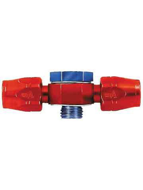 Aeroquip Fitting - Hose End - Banjo - Straight - Dual 6 AN Hose to 12 mm x 1.50 Banjo - Aluminum - Blue / Red Anodized