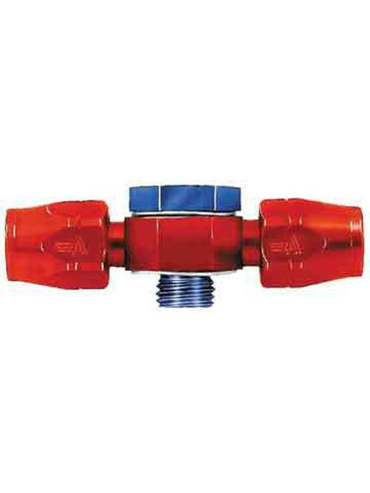Aeroquip Fitting - Hose End - Banjo - Straight - Dual 6 AN Hose to 12 mm x 1.50 Banjo - Aluminum - Blue / Red Anodized