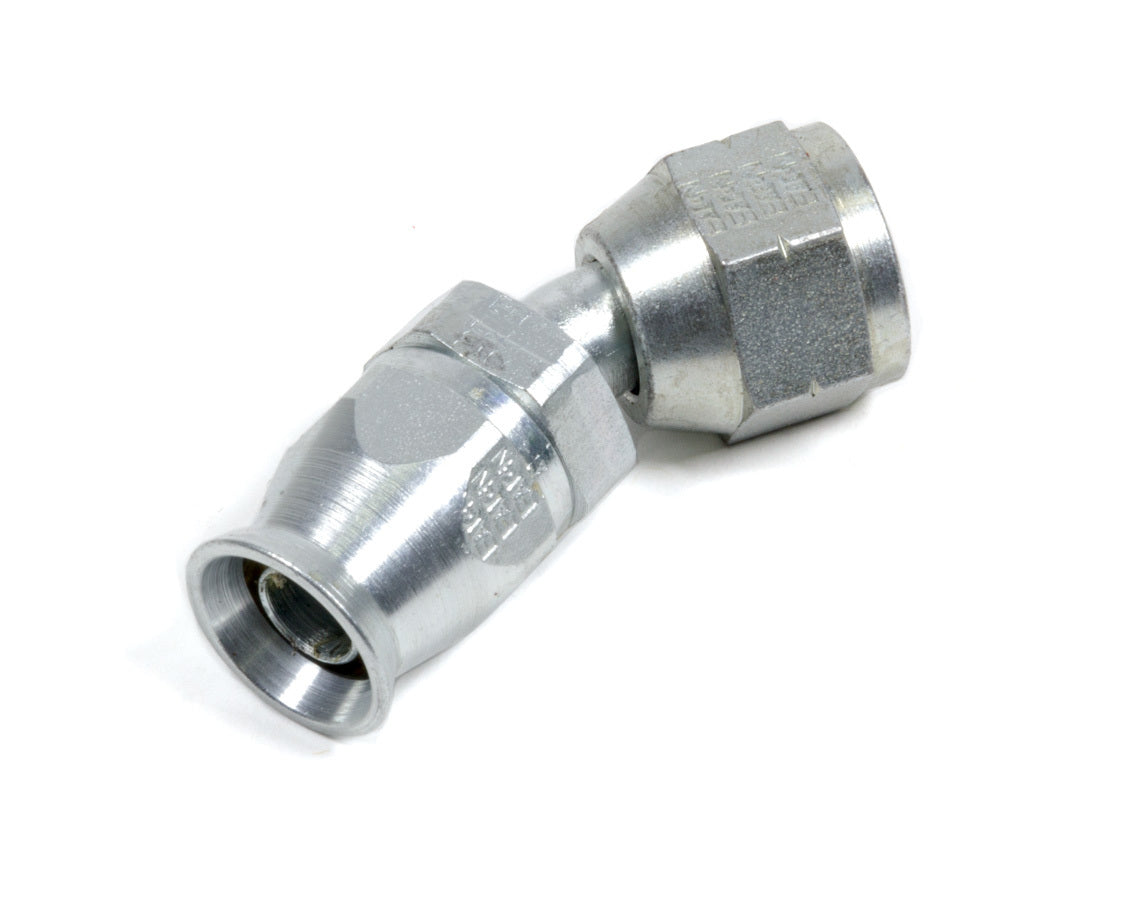 Aeroquip Fitting - Hose End - PTFE Racing Hose - 45 Degree - 6 AN Hose to 6 AN Female - Steel - Natural - Each