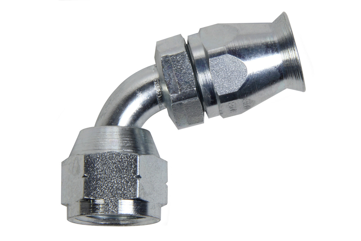 Aeroquip Fitting - Hose End - PTFE Racing Hose - 90 Degree - 6 AN Hose to 6 AN Female - Steel - Natural - Each