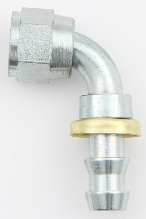 Aeroquip Fitting - Hose End - AQP Socketless - 90 Degree - 6 AN Hose Barb to 6 AN Female - Steel - Natural - Each