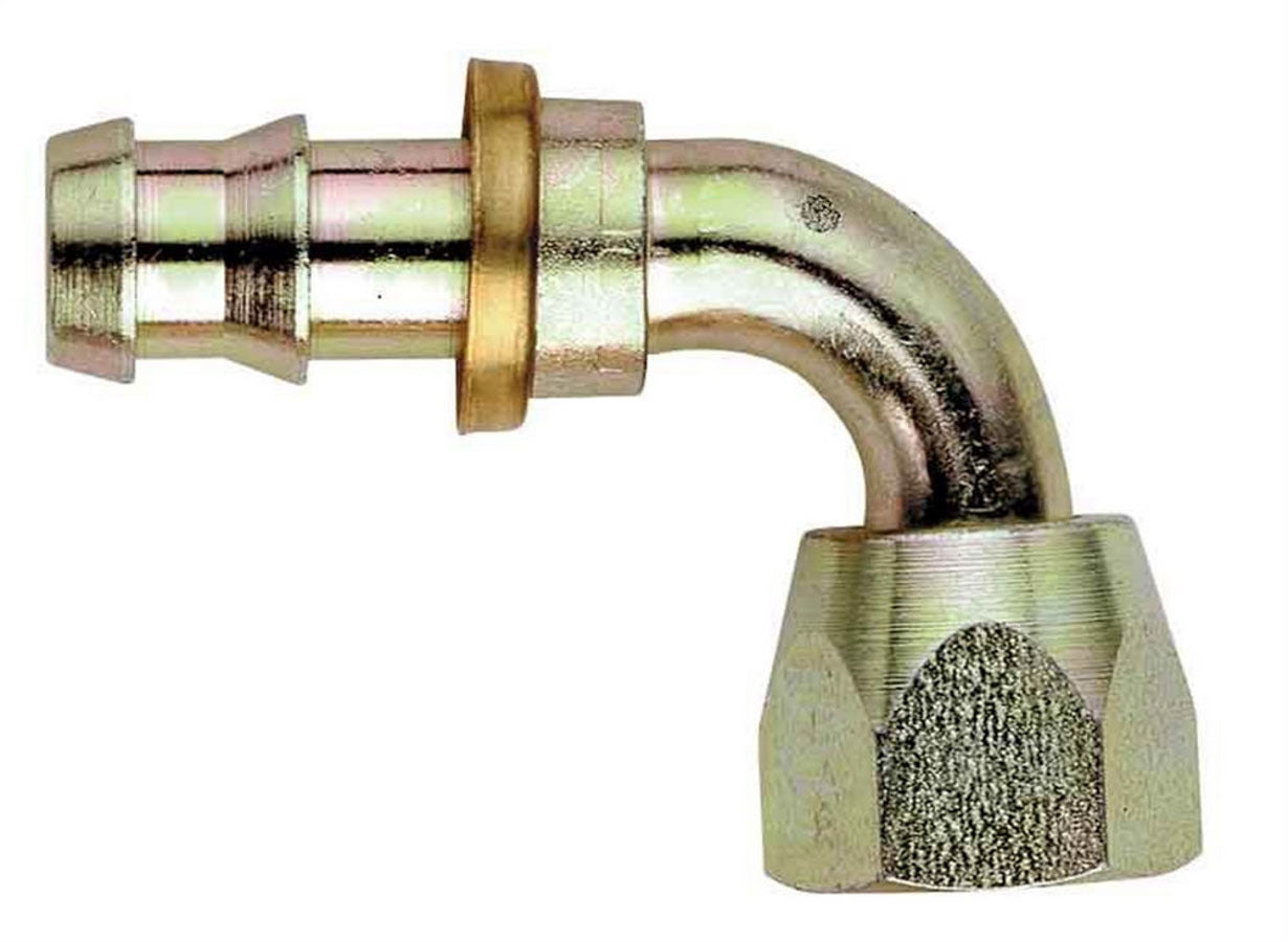 Aeroquip Fitting - Hose End - AQP Socketless - 90 Degree - 8 AN Hose Barb to 8 AN Female - Steel - Natural - Each