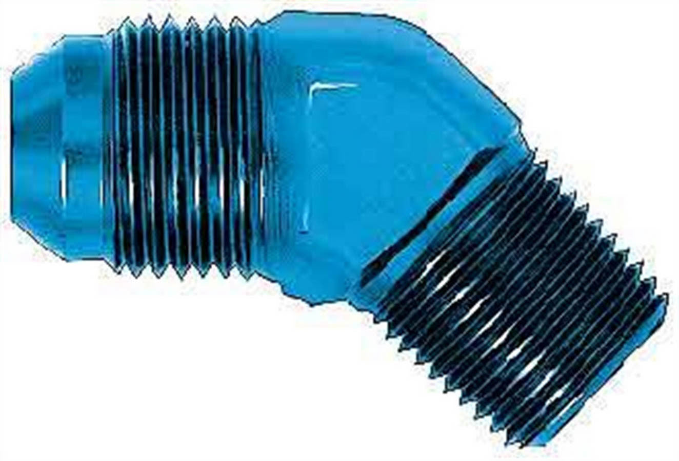 Aeroquip Fitting - Adapter - 45 Degree - 6 AN Male to 1/4 in NPT Male - Aluminum - Blue Anodized - Each