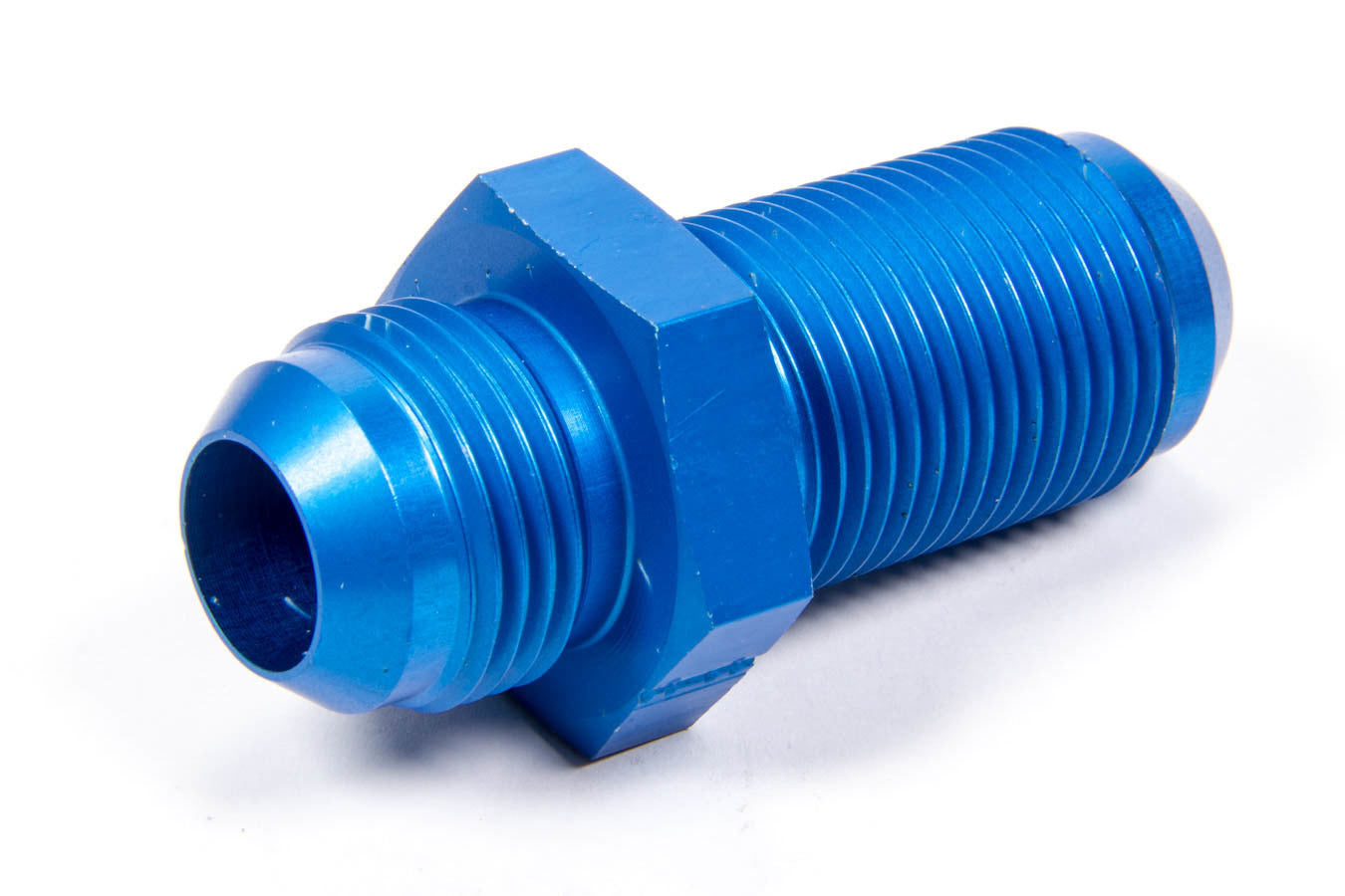 Aeroquip Fitting - Bulkhead - Straight - 12 AN Male to 12 AN Male Bulkhead - Aluminum - Blue Anodized - Each