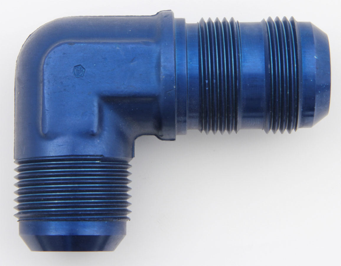 Aeroquip Fitting - Bulkhead - 90 Degree - 4 AN Male to 4 AN Male Bulkhead - Aluminum - Blue Anodized - Each