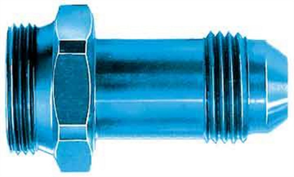 Aeroquip Carburetor Inlet Fitting - Straight - 8 AN Male to 7/8-20 in Male - Aluminum - Blue Anodized - Holley